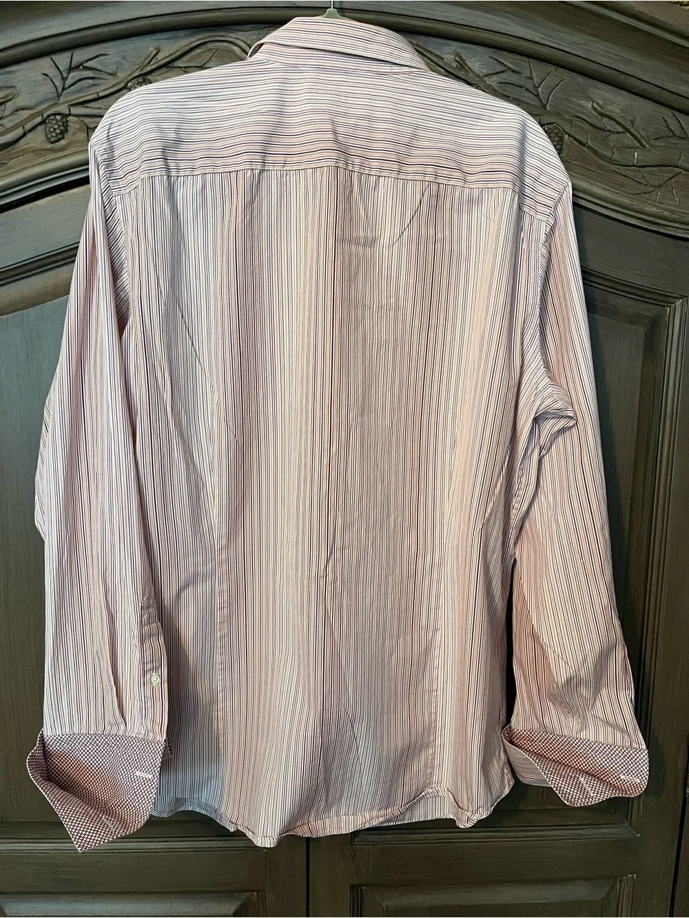 Banana Republic Men's XL Slim Fit Striped Dress Shirt With French Cuff Sleeves